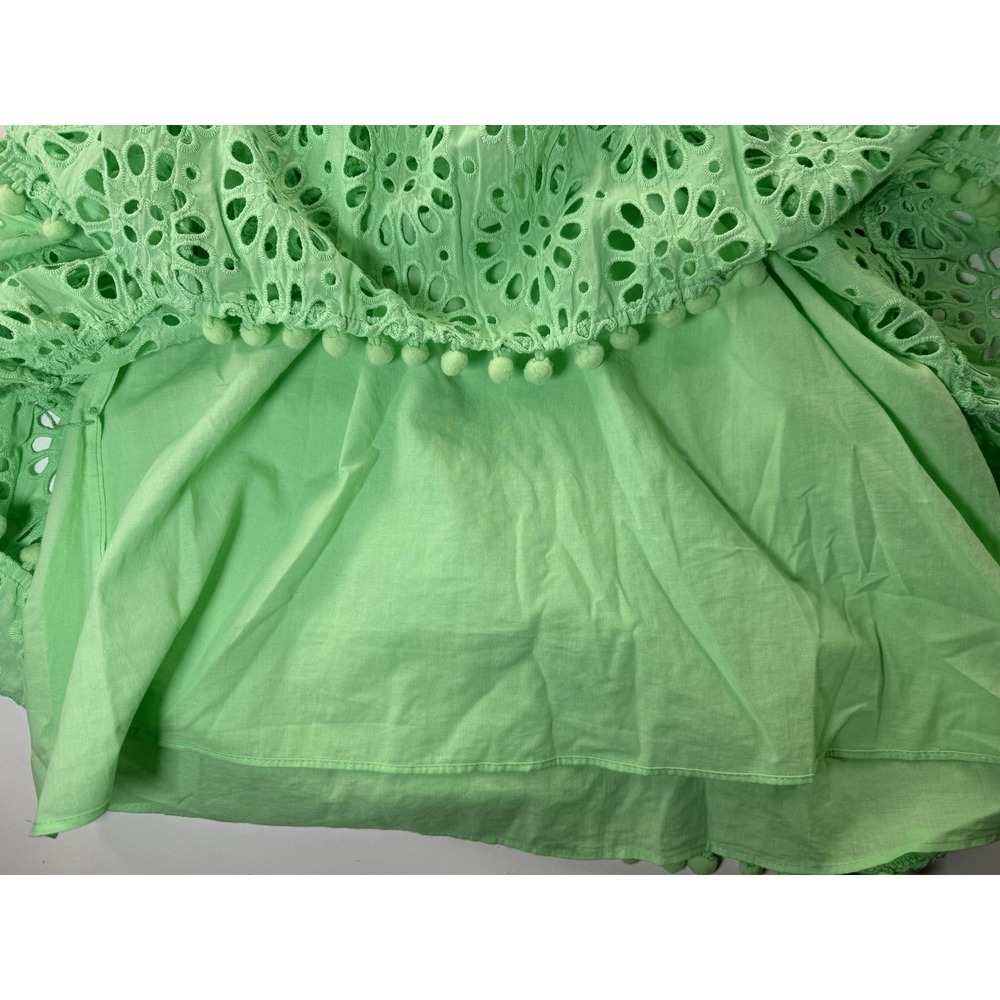 Lilly Pulitzer Bekah Dress Pinwheel Eyelet Patina Green Pom Pom Boho XS - Picture 5 of 9